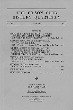 Seller image for FILSON CLUB HISTORY QUARTERLY. for sale by Legacy Books