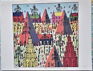 Visions of Clean Worlds (SIGNED by Howard Finster: WFUNA. Limited Ed. Print)