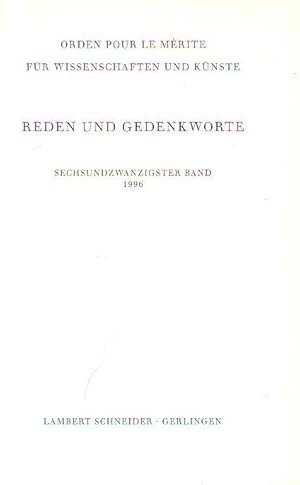 Bild des Verkufers fr Orden Pour Le Mrite fr Wissenschaften und Knste. Reden und Gendenkworte, Band 26, 1996: zum Verkauf von Antiquariat Carl Wegner