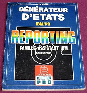 Imagen del vendedor de GENERATEUR D'ETATS avec REPORTING famille assistant IBM sur IBM-PC sous MS-DOS a la venta por LE BOUQUINISTE