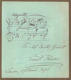Immagine del venditore per Signed and autograph musical quotation by the Austrian pianist, composer and teacher, Ernst Pauer. Dated, London 19 March 1896. venduto da David Strauss