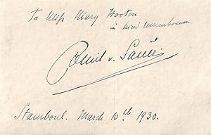 Autograph / signature of the German composer and pianist, Emil Von Sauer, dated Stamboul, March 1...