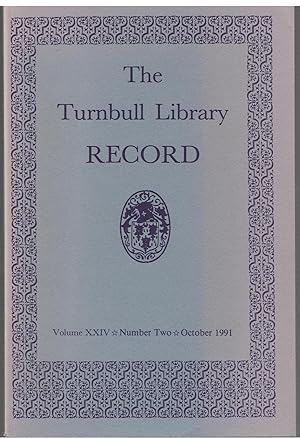 The Turnbull Library Record. Volume XXIV. Number Two. October 1991.