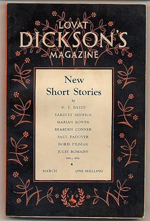 Seller image for Lovat Dickson's Magazine | New Short Stories | March, 1934 | Volume 2 Number 3 | L. A. G. Strong 'Notes at Random'; H. E. Bates 'The Bath'; S. K. Padover 'The Shadow of the Cross'; Rearden Conner 'The Friends'; Boris Pilniak 'The Assassination'; Eardley Beswick 'A West Country Tale'. for sale by Little Stour Books PBFA Member