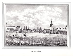 Hubertusburg und Wermsdorf - Ansicht des Barock- und Renaissance-Schlosses mit der Ortschaft Werm...