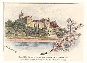 Bernburg - " Das Schloß in Bernburg vor dem Brande am 6. Januar 1894 ". Ansicht über die Saale. K...