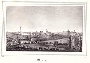 ALTENBURG. Schöne Gesamtansicht. Anonyme Lithographie aus Saxonia um 1840. Reine Bildgröße : 11 x...