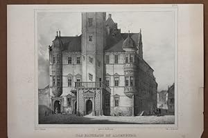 ALTENBURG - " Das Rathaus zu A. ". Ansicht vom Marktplatz. Lithographie auf aufgewalztem China-Pa...