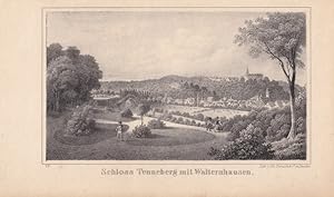 WALTERSHAUSEN - " Schloß Tenneberg mit W. ". Blick aus einem Park auf Ort und Schloß, im Vordergr...