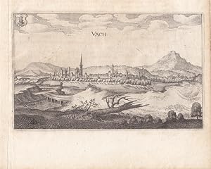 VACHA. - " Vach ". Gesamtansicht mit der Werra. Kupferstich von Merian um 1650. Reine Bildgröße :...