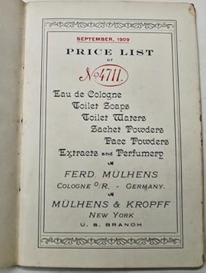 Price List of No. 4711 Colognes, Perfumes and Toilet Waters, September 1909