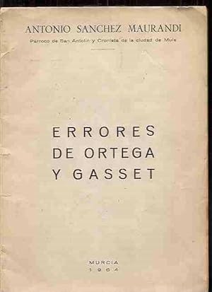 Bild des Verkufers fr ERRORES DE ORTEGA Y GASSET zum Verkauf von Desvn del Libro / Desvan del Libro, SL