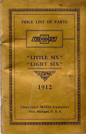 Chevrolet Little Six Light Six 1912 Price List of Parts