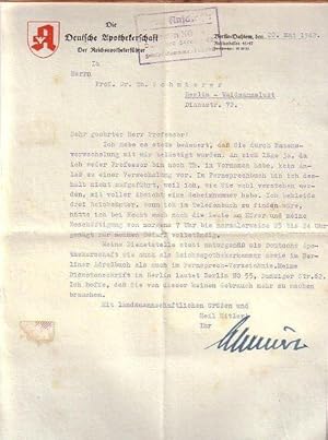 Mit der Schreibmaschine geschriebener Brief von Albert Schmierer an Th. Schmierer vom 20. Mai 1942.