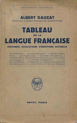 Bild des Verkufers fr Tableau de la langue Franaise. Origines, volution, structure actuelle zum Verkauf von LIBRAIRIE GIL-ARTGIL SARL