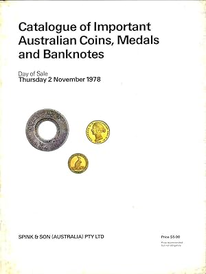 Seller image for Catalogue of Important Australian Coins, Medals and Banknotes. for sale by Librairie Archaion