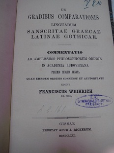 De Gradibus Comparationis Linguarum Sanscitae Graecae Latinae Gothicae.