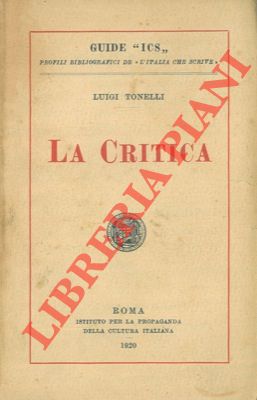 Seller image for La critica. for sale by Libreria Piani