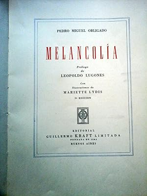 MELANCOLIA. Prólogo de Leopoldo Lugones. Con ilustraciones de Mariette Lydis