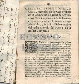 Carta del Padre /., Prepósito de la Casa Professa de la compñía de Jesús de Sevilla, a los Padres...