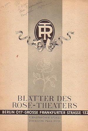 Seller image for Bltter des Rose-Theaters. Programmheft: Dorothea Angermann. 1940. for sale by Antiquariat Carl Wegner