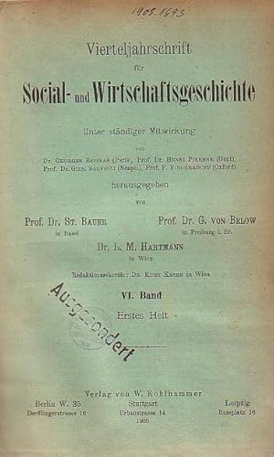 Vierteljahrschrift für Social- und Wirtschaftsgeschichte. VI. Band. 1908.