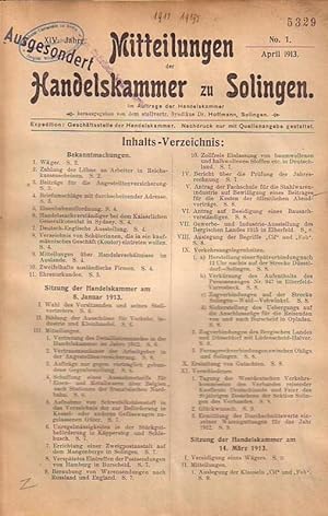 Mitteilungen der Handelskammer zu Solingen. XIV. Jg. No. 1, 2/3 ; XV. Jg. No.1, 2, 3/4 ; Beilage ...