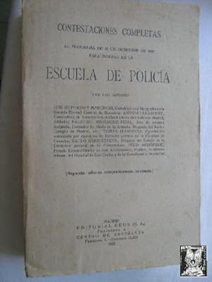 Bild des Verkufers fr CONTESTACIONES COMPLETAS AL PROGRAMA DE 26 DE DICIEMBRE DE 1927 PARA INGRESO EN LA ESCUELA DE POLICA zum Verkauf von Librera Maestro Gozalbo