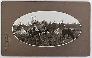 Indian Horses & Teepees. Photograph by Mathers, Edmonton. Mounted on Embossed Studio Card.