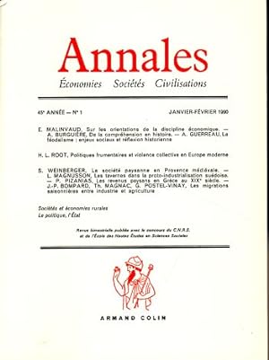 Annales. Économies Sociétés Civilisations, 45e Année, No 1, Janvier-Février 1990 Revue bimestriel...