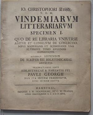 Vindemiarum Litterariarum Specimen I / II