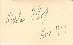 Autograph / signature of the Russian born pianist, Nikolai Orloff, dated Nov. 1929.