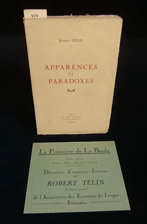 Seller image for APPARENCES ET PARADOXES. for sale by Librairie Franck LAUNAI