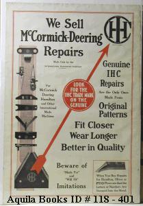 We Sell McCormick-Deering Repairs. Made Only by the International Harvester Company of Canada.