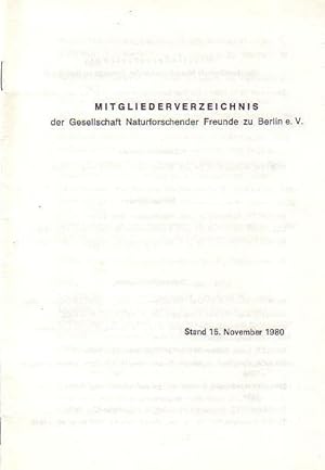 Bild des Verkufers fr Konvolut von 9 Broschuren v.d. Gesellschaft Deutscher Naturforscher und rzte / Gesellschaft naturforschender Freunde zu Berlin: 1. Mitgliederverzeichnisse der Jahre 1958, 1960, 1968, 1974, 1980 und 1986. // 2. Satzung der Gesellschaft von 1966 und 1979. // 3. 101 Versammlung Hannover 25.9.-28.9.1960. zum Verkauf von Antiquariat Carl Wegner