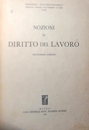 Imagen del vendedor de Nozioni di diritto del lavoro a la venta por Libro Co. Italia Srl