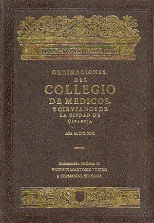 Imagen del vendedor de ORDINACIONES DEL COLLEGIO DE MDICOS Y CIRUJANOS DE LA CIUDAD DE ARAGOA. a la venta por angeles sancha libros