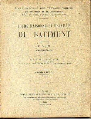 Seller image for COURS RAISONN ET DTAILL DU BTIMENT. 2e Partie. MAONNIERES. 8e d. for sale by angeles sancha libros