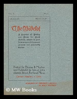 Bild des Verkufers fr The Bibelot ; a reprint of poetry and prose for book lovers, chosen in part from scarce editions and sources not generally known. v. X, No.8, August MDCCCCIV zum Verkauf von MW Books