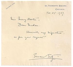 Susan Ertz: Autograph / Signature, dated Feb. 27 1937.