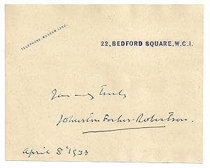 Image du vendeur pour Johnston Forbes-Robertson: Autograph / Signature, dated April 8 1933. mis en vente par David Strauss