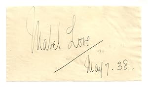 Mabel Love: Autograph / Signature, dated May 7.38.