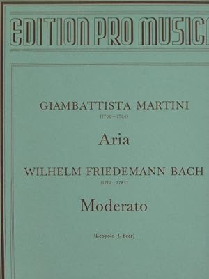 Bild des Verkufers fr Doppelnummer: Martini, Giambattista (1706 - 1784): Aria. / Wilhelm Friedemann Bach (1710 - 1784): Moderato. Arr.: Leopold J. Beer. Hier: Ausgabe fr Klavier zu 2 Hnden. zum Verkauf von Antiquariat Tarter, Einzelunternehmen,