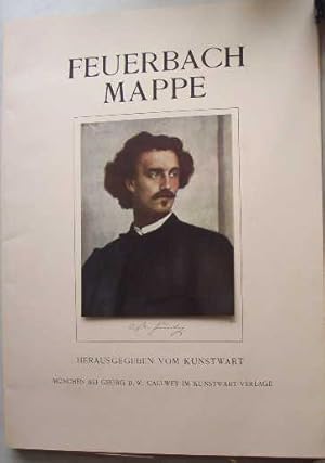 Feuerbach-Mappe, 30 einzelne teils farbige Reproduktionen auf Karton (komplett) in Flügelmappe mi...