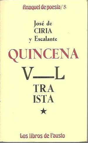 Imagen del vendedor de QUINCENA ULTRAISTA. a la venta por Librera Javier Fernndez