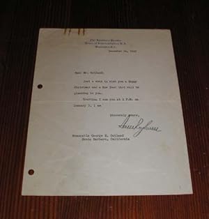 Imagen del vendedor de Letter to George E. Outland with a "The Speaker's Rooms House of Representatives U. S. letterhead. a la venta por Pacific Rim Used Books  LLC