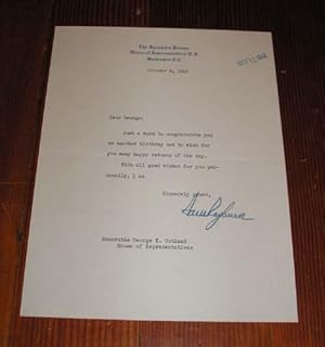 Imagen del vendedor de Letter to George E. Outland with a "The Speaker's Rooms House of Representatives U. S. letterhead. a la venta por Pacific Rim Used Books  LLC