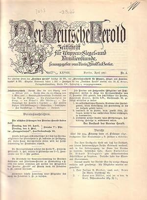 Image du vendeur pour Der Deutsche Herold. Zeitschrift fr Wappen-, Siegel- und Familienkunde. Nr. 4.; April 1897; XXVIII. Jahrgang. mis en vente par Antiquariat Carl Wegner