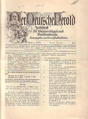 Seller image for Der Deutsche Herold. Zeitschrift fr Wappen-, Siegel- und Familienkunde. Nr. 5 ; Mai 1892. XXIII. Jahrgang. for sale by Antiquariat Carl Wegner