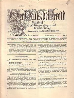 Seller image for Der Deutsche Herold. Zeitschrift fr Wappen-, Siegel- und Familienkunde. Nr. 5.; Mai 1897; XXVIII. Jahrgang. for sale by Antiquariat Carl Wegner